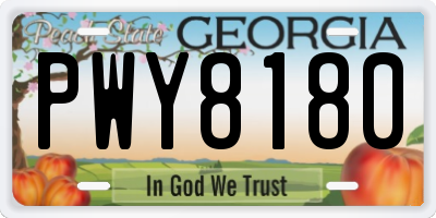 GA license plate PWY8180
