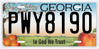 GA license plate PWY8190