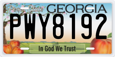 GA license plate PWY8192