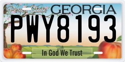 GA license plate PWY8193