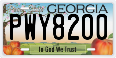 GA license plate PWY8200