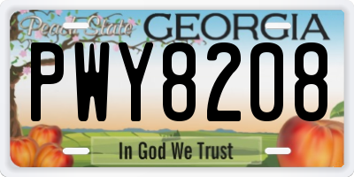 GA license plate PWY8208