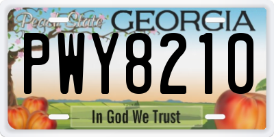 GA license plate PWY8210