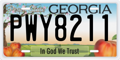 GA license plate PWY8211