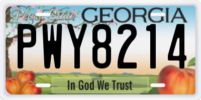 GA license plate PWY8214
