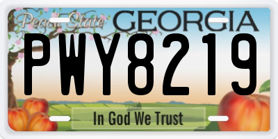 GA license plate PWY8219