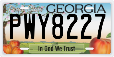 GA license plate PWY8227