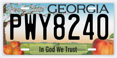 GA license plate PWY8240