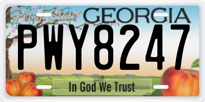 GA license plate PWY8247
