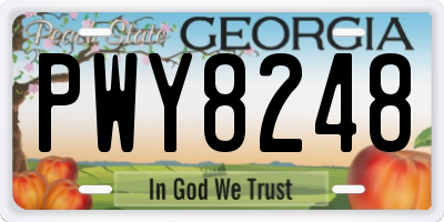 GA license plate PWY8248