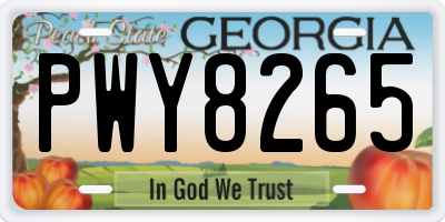 GA license plate PWY8265