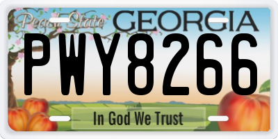 GA license plate PWY8266