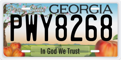 GA license plate PWY8268