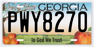 GA license plate PWY8270