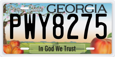 GA license plate PWY8275