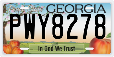 GA license plate PWY8278
