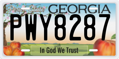 GA license plate PWY8287