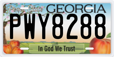 GA license plate PWY8288