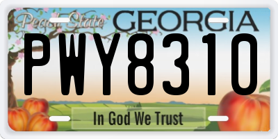 GA license plate PWY8310