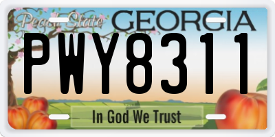 GA license plate PWY8311