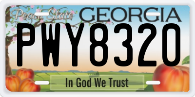 GA license plate PWY8320