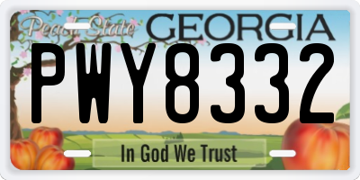 GA license plate PWY8332