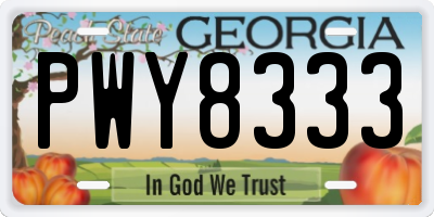 GA license plate PWY8333