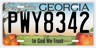 GA license plate PWY8342