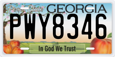 GA license plate PWY8346