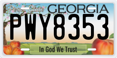 GA license plate PWY8353