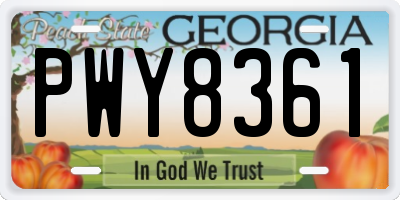 GA license plate PWY8361