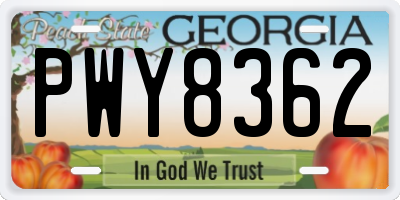 GA license plate PWY8362