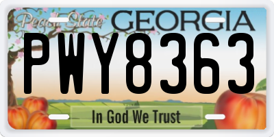 GA license plate PWY8363