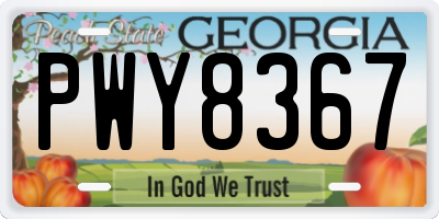 GA license plate PWY8367