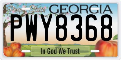 GA license plate PWY8368