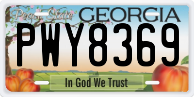 GA license plate PWY8369