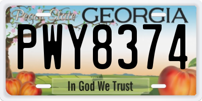 GA license plate PWY8374