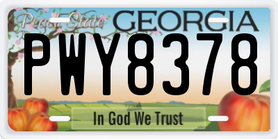 GA license plate PWY8378