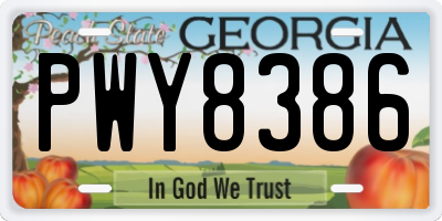 GA license plate PWY8386