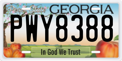 GA license plate PWY8388