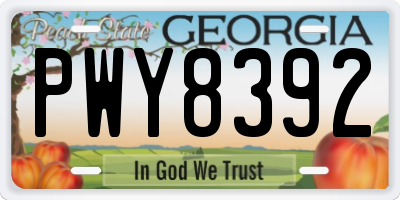 GA license plate PWY8392