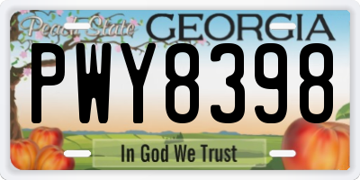 GA license plate PWY8398