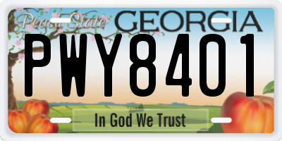 GA license plate PWY8401