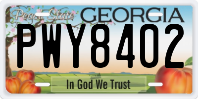 GA license plate PWY8402