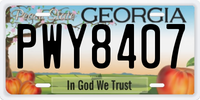 GA license plate PWY8407