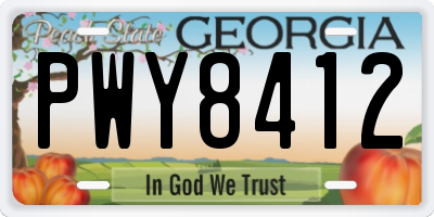 GA license plate PWY8412