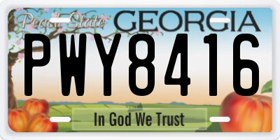 GA license plate PWY8416