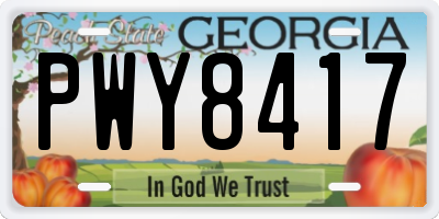 GA license plate PWY8417