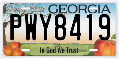 GA license plate PWY8419