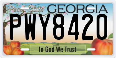 GA license plate PWY8420